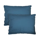 Lot de 2 Taies d'oreiller Coton Lavé à Franges