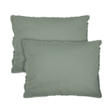 Lot de 2 Taies d'oreiller Coton Lavé à Franges