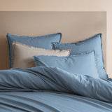 Lot de 2 Taies d'oreiller Coton Lavé à Franges