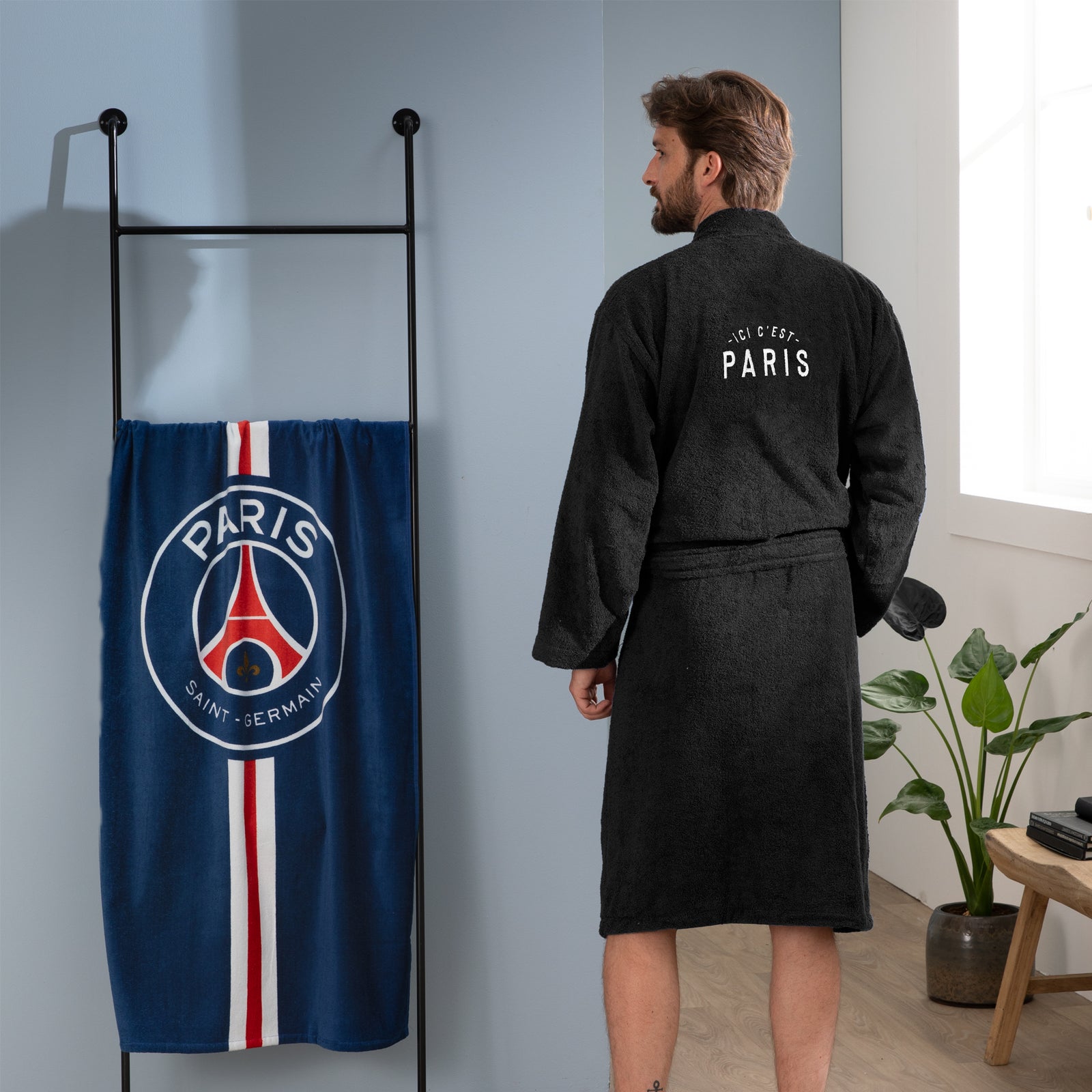 OMYDREAM PSG Peignoir homme avec poches Paris-Saint-Germain OMYDREAM PSG Peignoir homme avec poches Paris-Saint-Germain