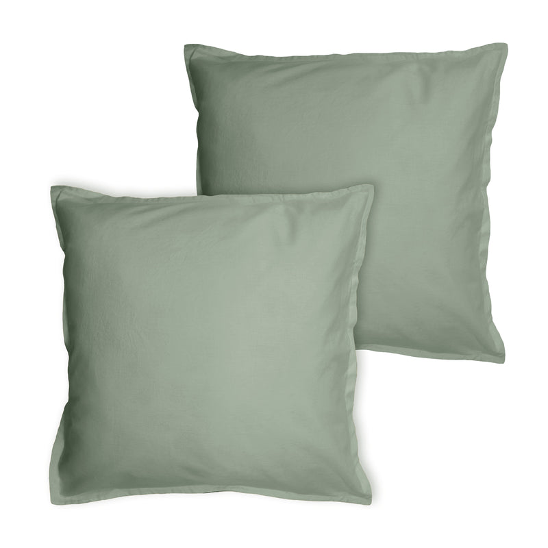Lot de 2 Taie d'oreiller Coton Lavé Volant