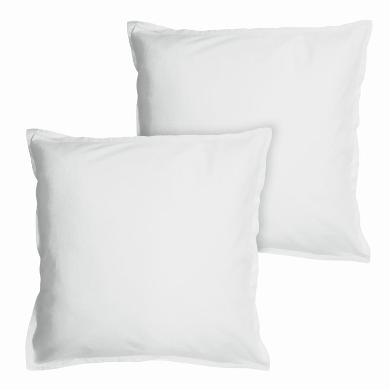 Lot de 2 Taie d'oreiller Coton Lavé Volant