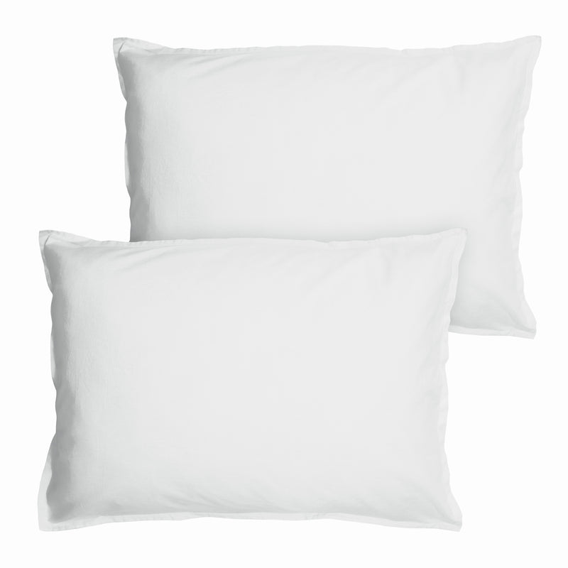 Lot de 2 Taie d'oreiller Coton Lavé Volant
