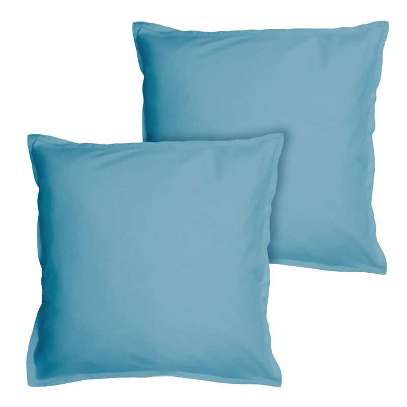 Lot de 2 Taie d'oreiller Coton Lavé Volant