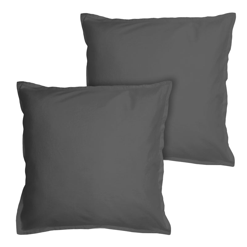 Lot de 2 Taie d'oreiller Coton Lavé Volant