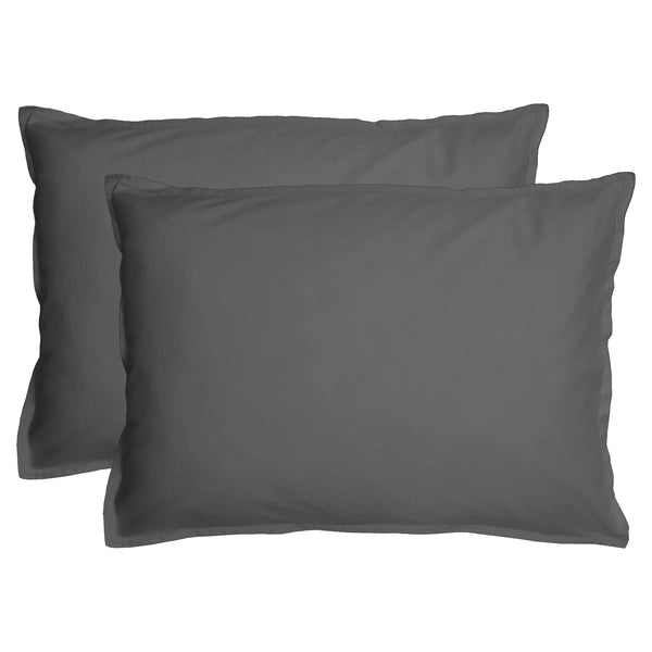 Lot de 2 Taies d'oreiller Coton Lavé Volant