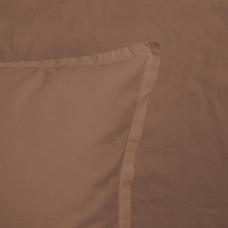 Lot de 2 Taies d'oreiller Coton Lavé Volant