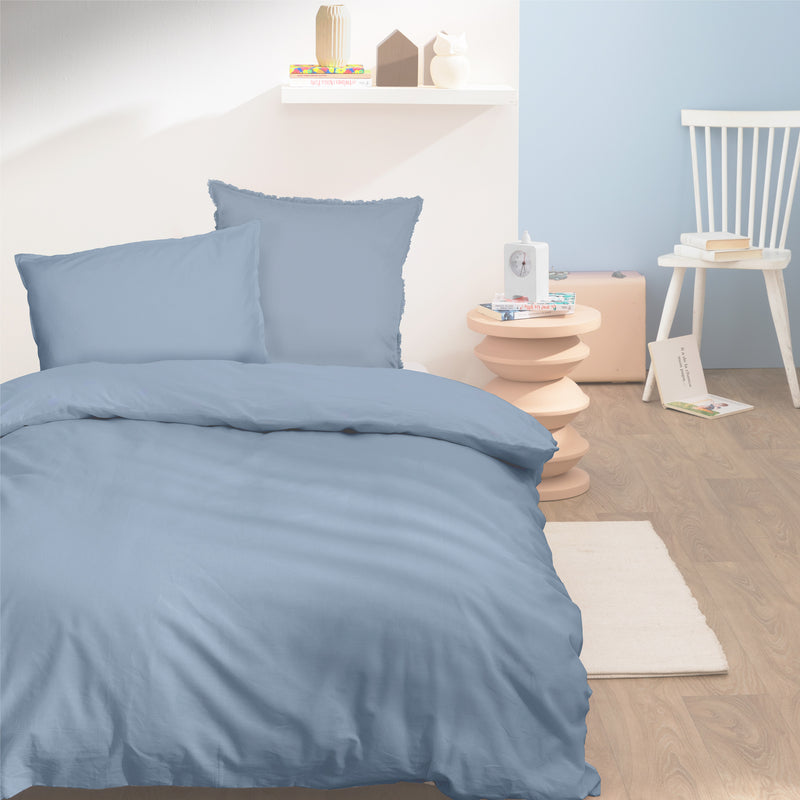 Parure de lit Coton Lavé Taie à Volant