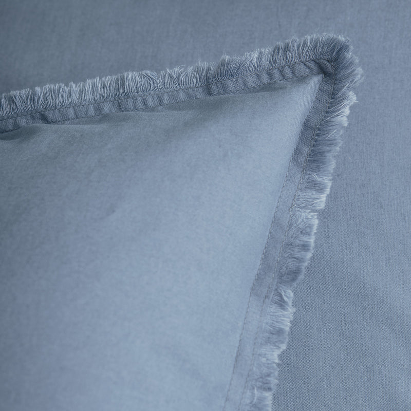 Lot de 2 Taies d'oreiller Coton Lavé à Franges