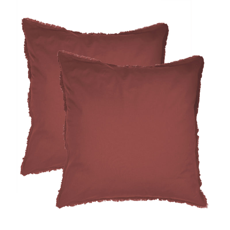 Lot de 2 Taies d'oreiller Coton Lavé à Franges