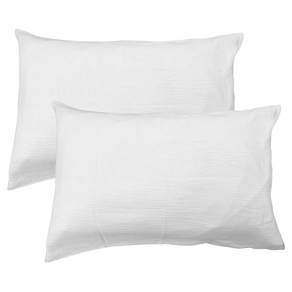 Lot de 2 Taies d'oreiller Gaze de coton