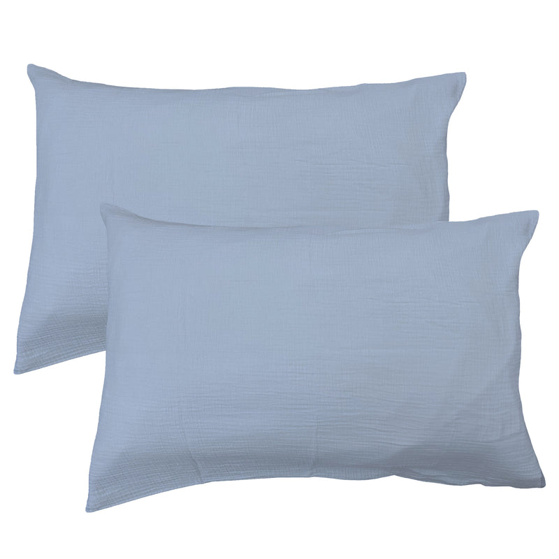Lot de 2 Taies d'oreiller Gaze de coton