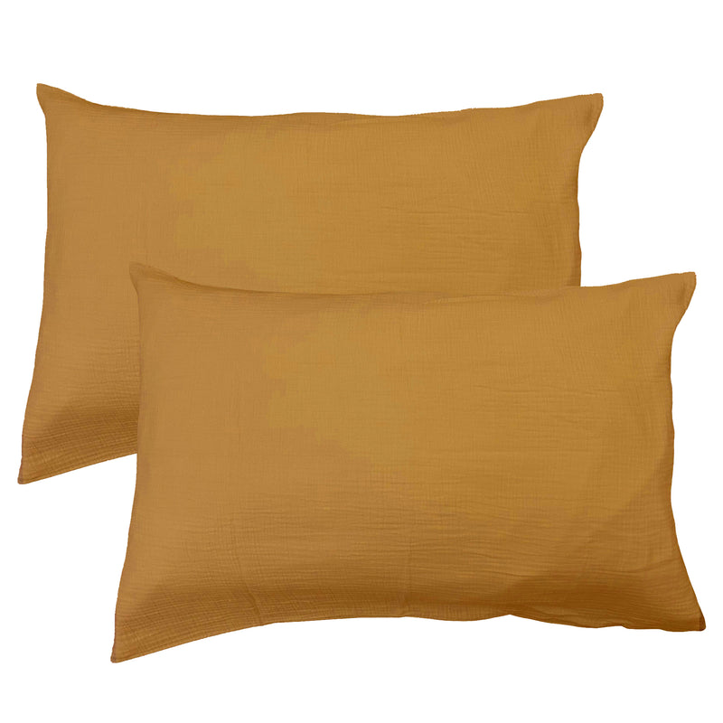 Lot de 2 Taies d'oreiller Gaze de coton