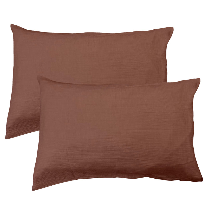 Lot de 2 Taies d'oreiller Gaze de coton